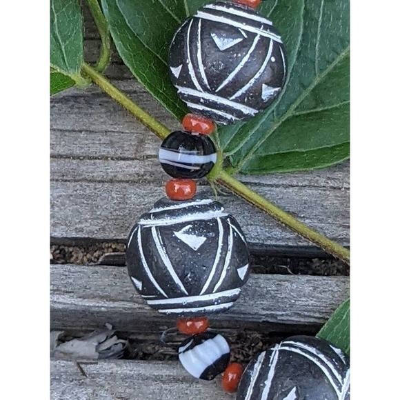 Vintage African Mali Spindle Whorl Bead Necklace, Tribal Necklace - Picture 2 of 10